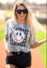 Load image into Gallery viewer, Baseball Smiley Tie Dye Tee
